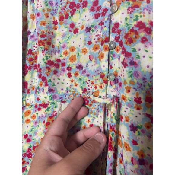 Rails Frida Floral Asymmetric Hem Dress Size Medium White Pink Sundress Feminine - Picture 4 of 7